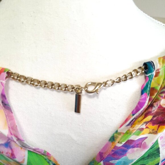 Amanda Uprichard Silk Tank Top Small Geometric Colorful Floral Chain Closure - Picture 2 of 7